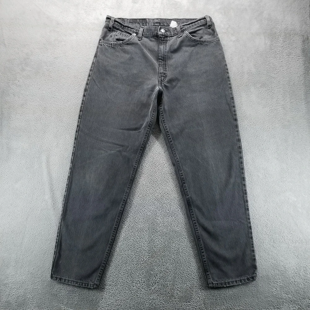 VTG Levis 550 Jeans Mens 38x32 Gray Straight Orange Tab‎ 90s Made in USA Denim